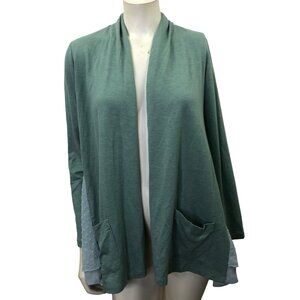 Logo Lounge Open Front Cardigan Swiss Dot Trim layered hem & Pockets‎ XXS